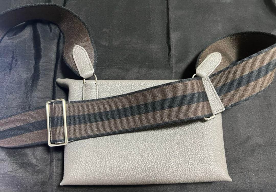 HERMES Videpoches body bag, black and white Togo #QYJPXX