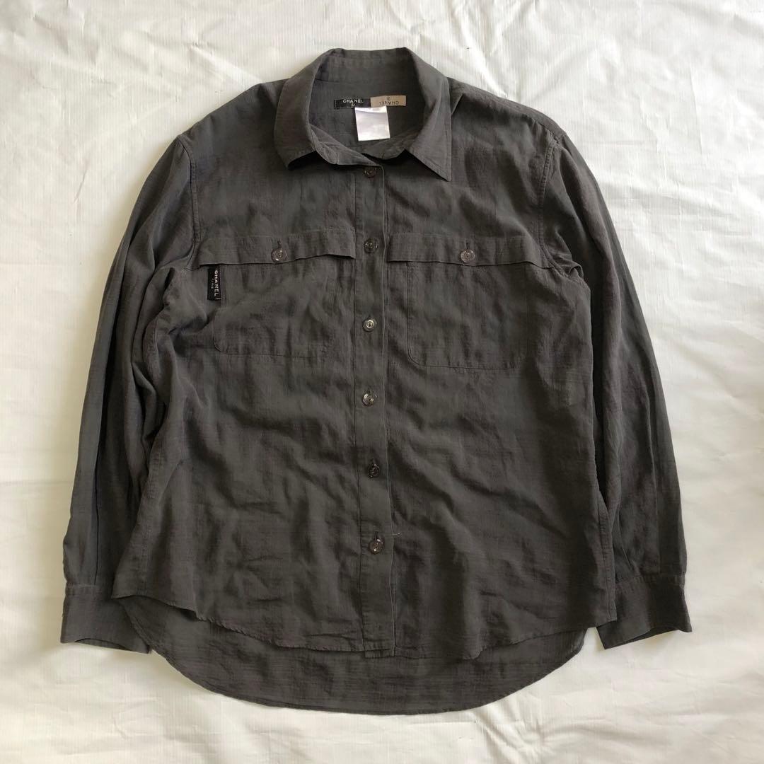 CHANEL button-down shirt, cotton and linen, size 46 #QY67ZK