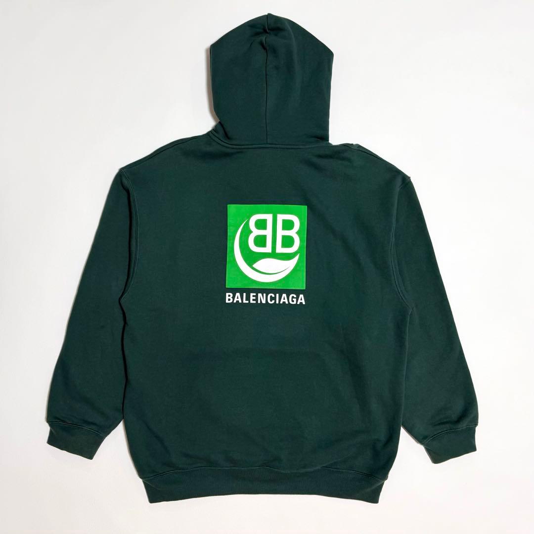 BALENCIAGA BB Logo Hoodie, Green, Size XS #QY4B00