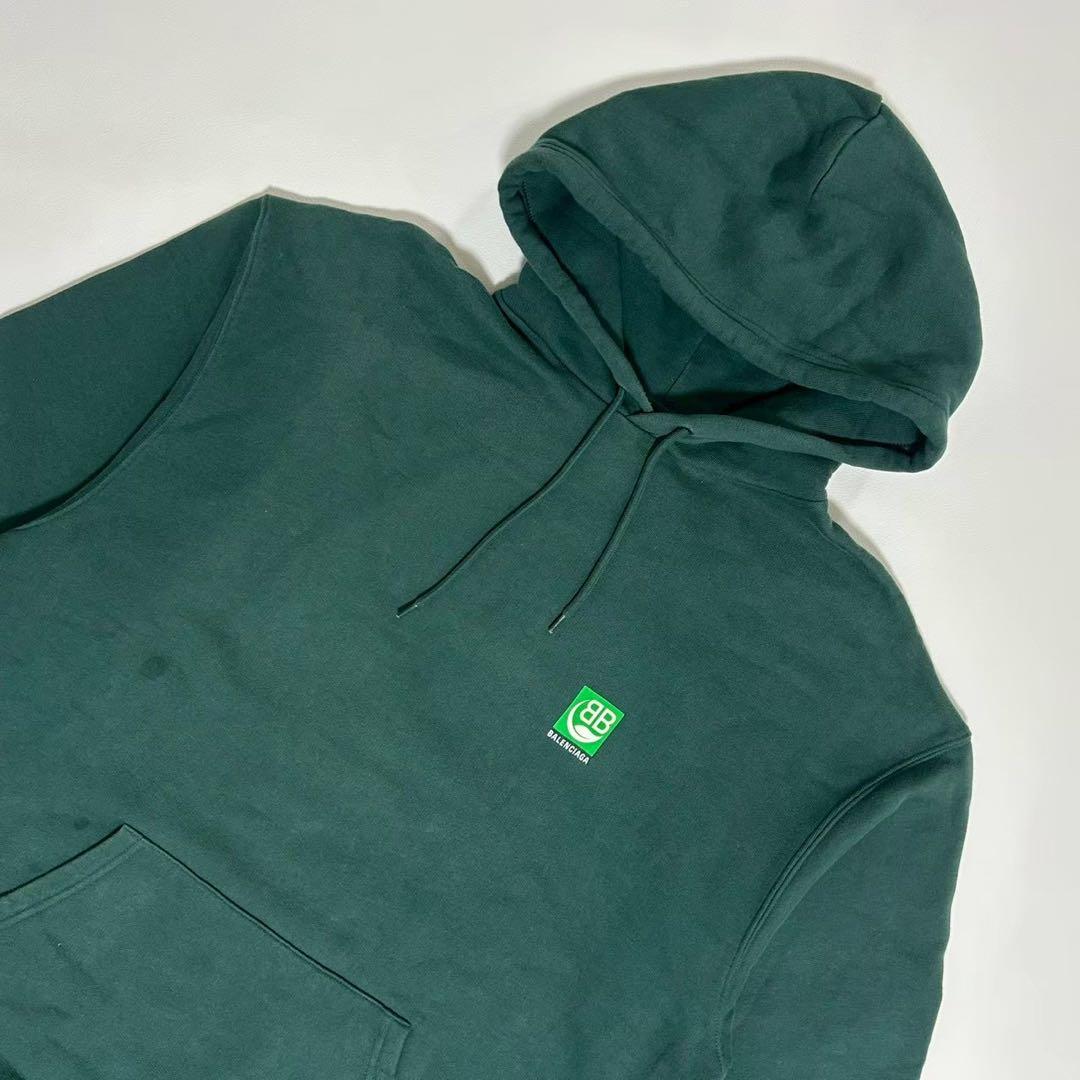 BALENCIAGA BB Logo Hoodie, Green, Size XS #QY4B00