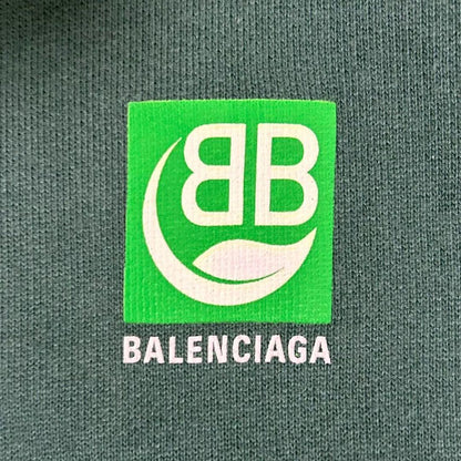 BALENCIAGA BB Logo Hoodie, Green, Size XS #QY4B00