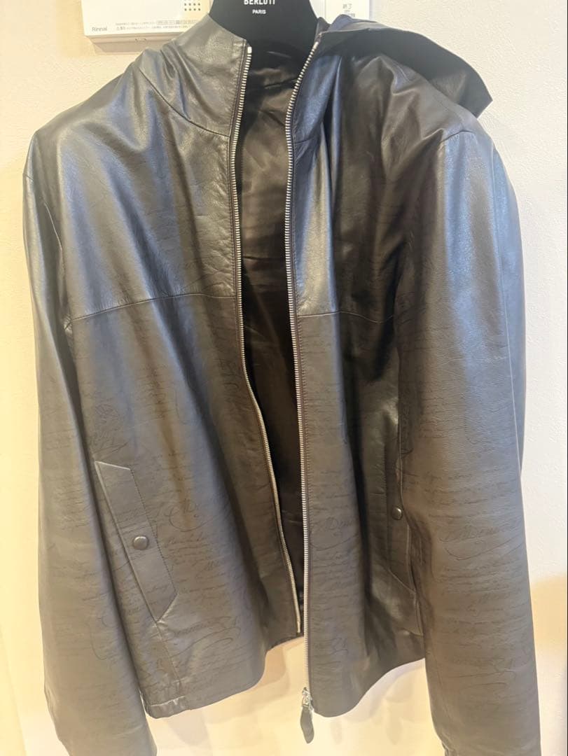BERLUTI Hooded Black Leather Jacket #QYGQ9Q