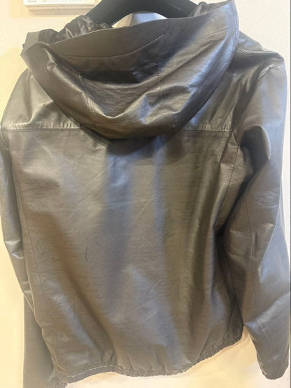 BERLUTI Hooded Black Leather Jacket #QYGQ9Q