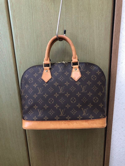 LOUIS VUITTON Alma M51130 Monogram Canvas Handbag Brown W33cm ~20 Years #QYGIVW