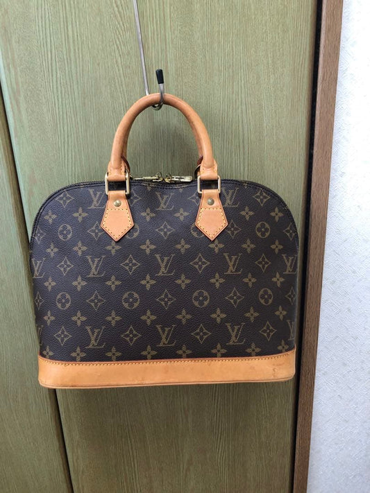 LOUIS VUITTON Alma M51130 Monogram Canvas Handbag Brown W33cm ~20 Years #QYGIVW