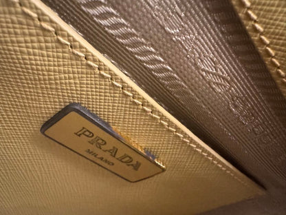 PRADA Saffiano Leather Handbag Yellow Milano Shoulder Strap #QYHDJM