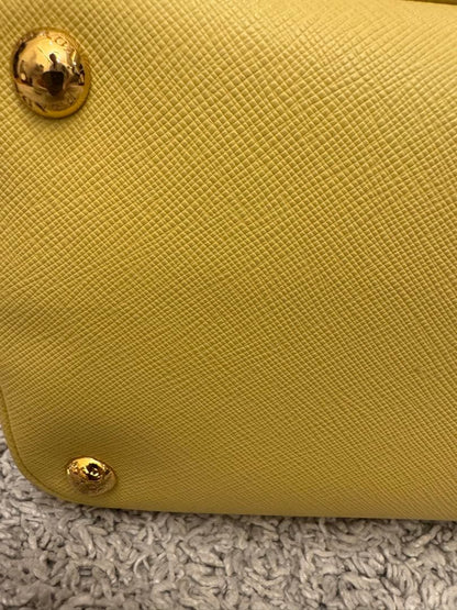 PRADA Saffiano Leather Handbag Yellow Milano Shoulder Strap #QYHDJM
