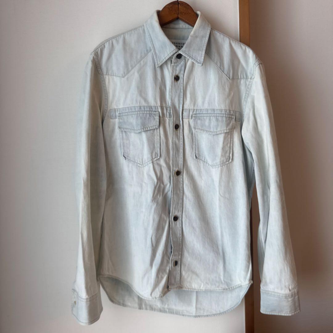 Light blue denim shirt with long sleeves #QY7AO9