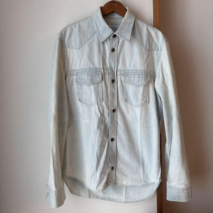 Light blue denim shirt with long sleeves #QY7AO9