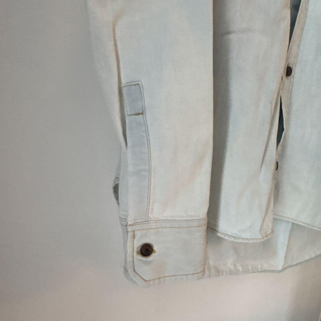 Light blue denim shirt with long sleeves #QY7AO9