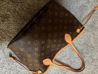 LOUIS VUITTON Monogram Leather Handbag Brown Zip Pocket #QYCO18