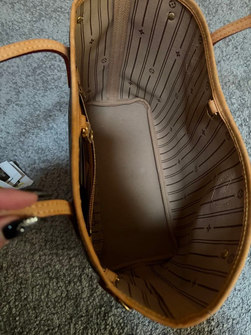 LOUIS VUITTON Monogram Leather Handbag Brown Zip Pocket #QYCO18