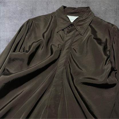 BOTTEGA VENETA Silk Blend Draped Shirt, Size 40, Brown #PGJQ9S