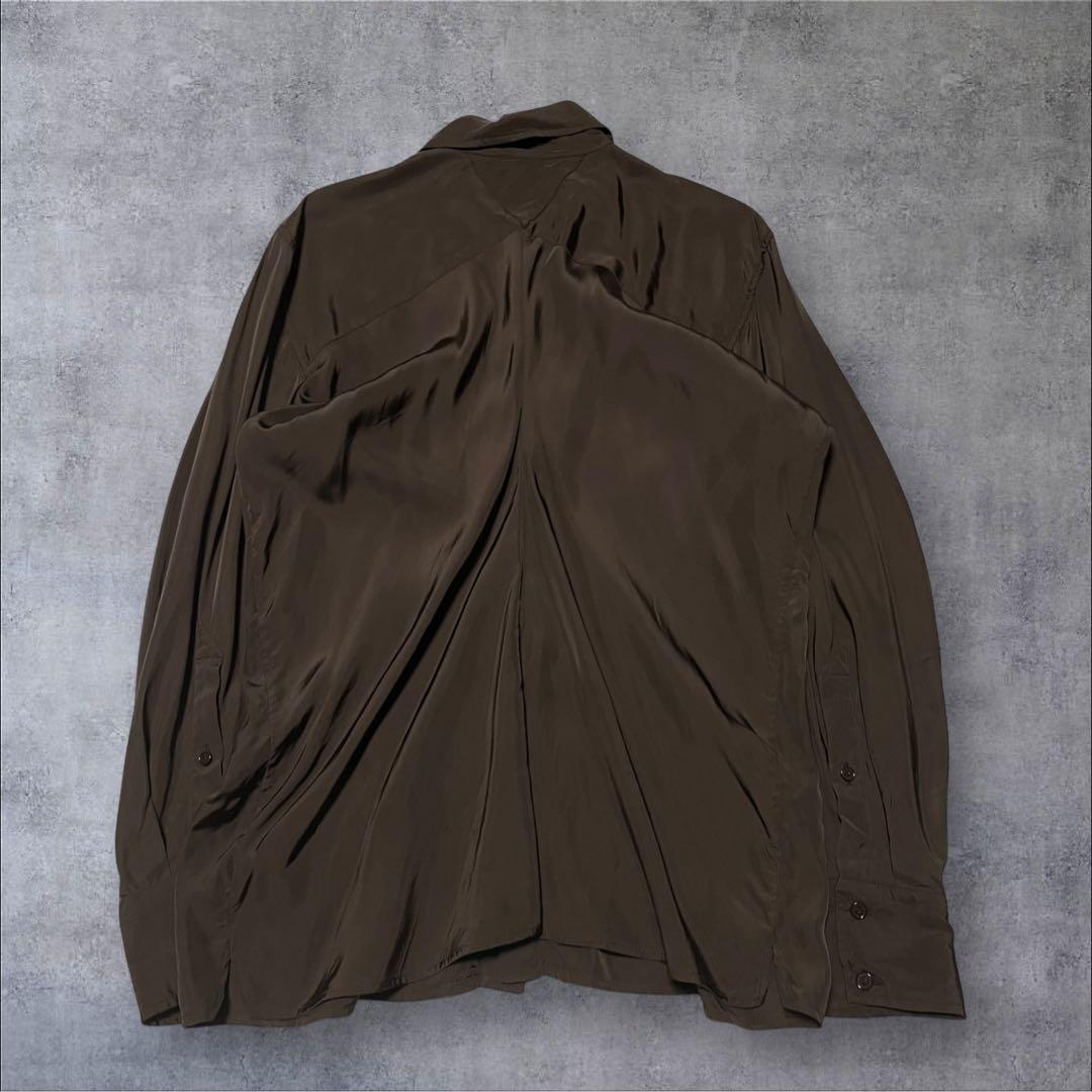 BOTTEGA VENETA Silk Blend Draped Shirt, Size 40, Brown #PGJQ9S