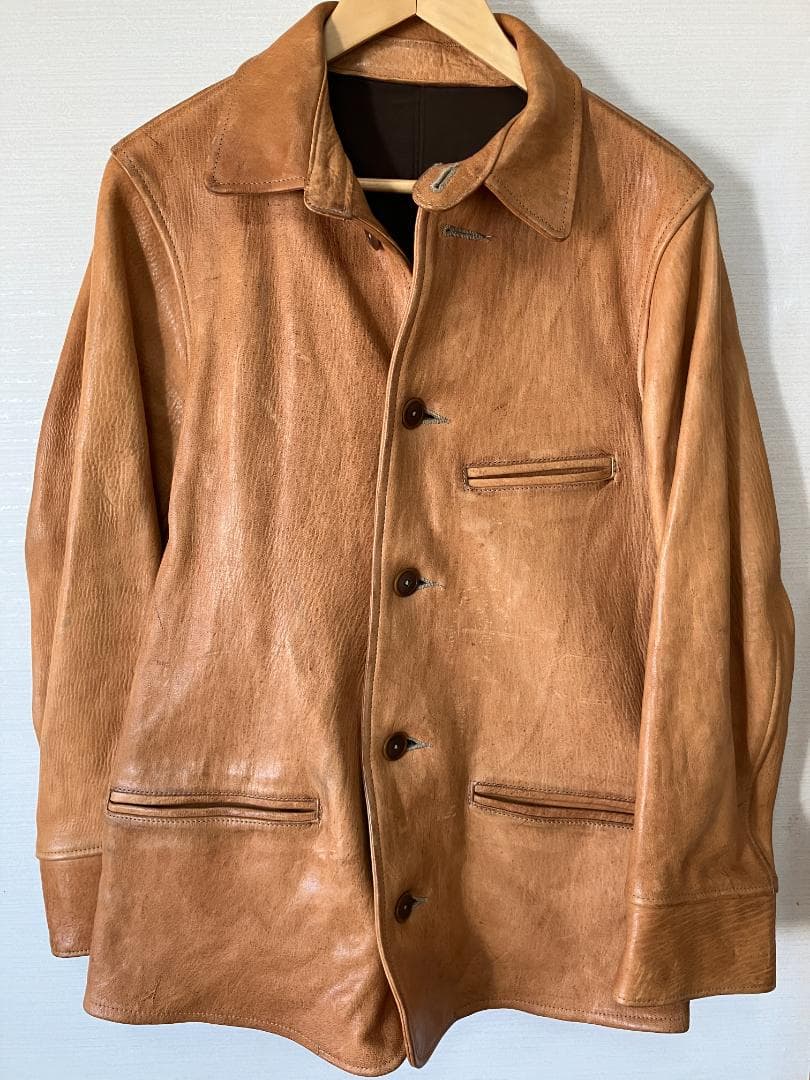 SIGNAL GARMENTS ORIGINAL Chin Strap Leather Car Coat #QY68K4