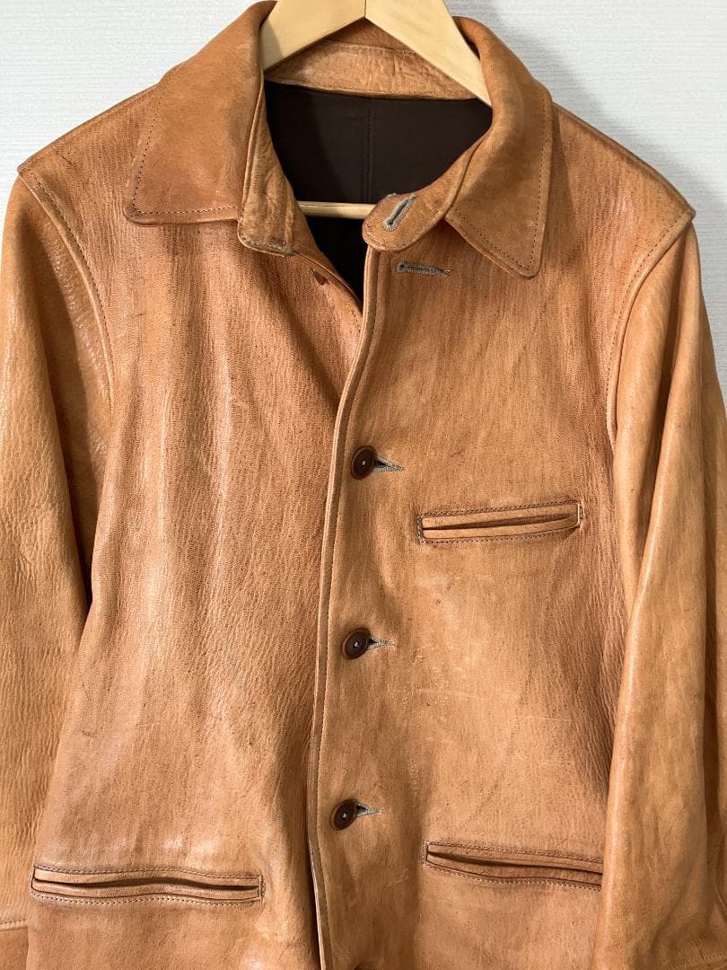 SIGNAL GARMENTS ORIGINAL Chin Strap Leather Car Coat #QY68K4