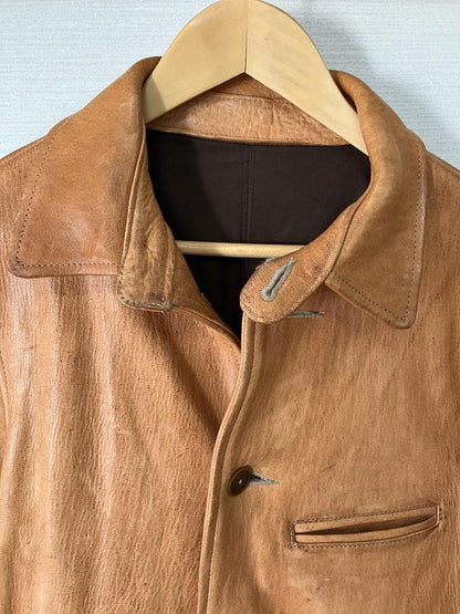 SIGNAL GARMENTS ORIGINAL Chin Strap Leather Car Coat #QY68K4