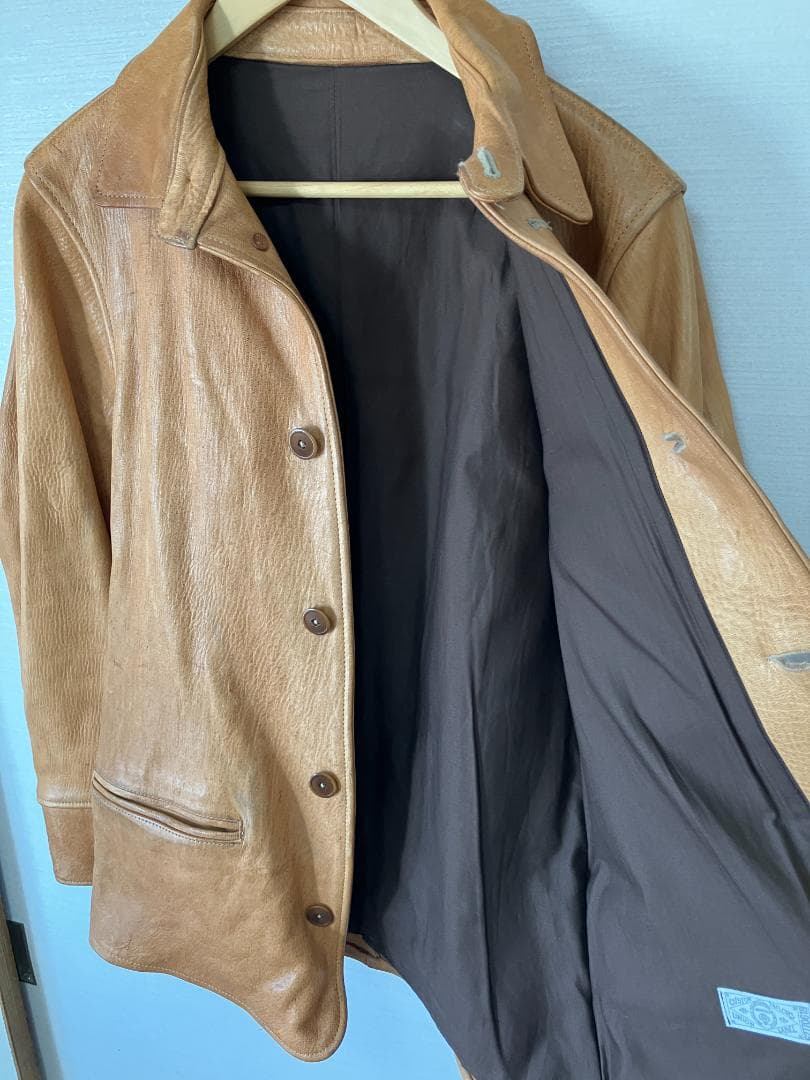 SIGNAL GARMENTS ORIGINAL Chin Strap Leather Car Coat #QY68K4