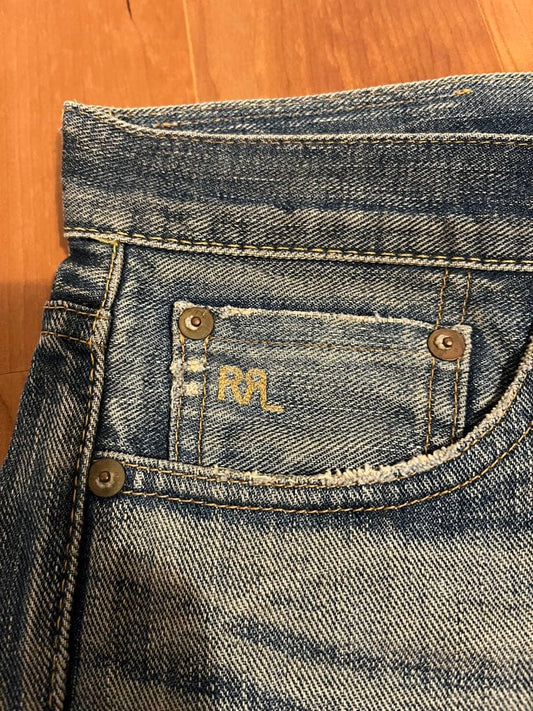 RRL Straight Distressed Vintage Denim Blue w29 L32 #QYIH2Y