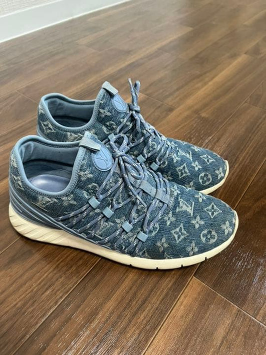 Louis Vuitton denim sneakers, blue, size 8, size 26.5 #QY8D4A