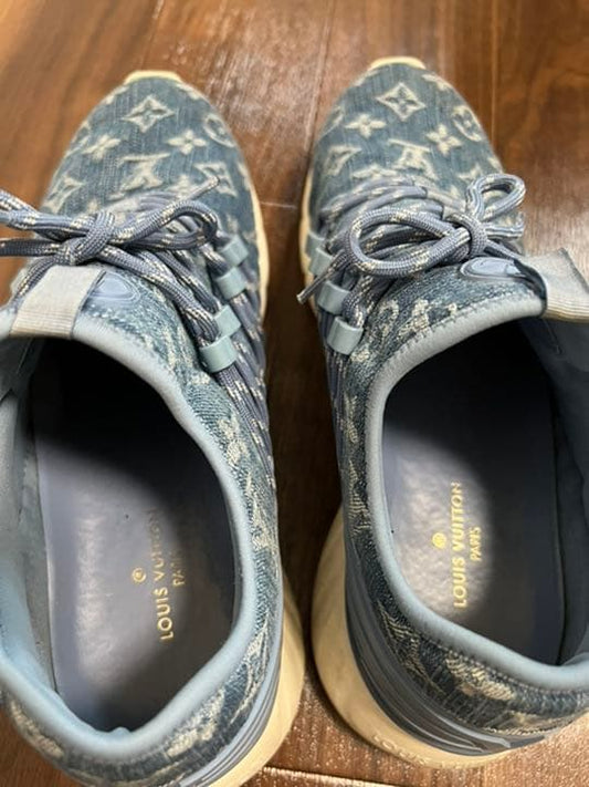 Louis Vuitton denim sneakers, blue, size 8, size 26.5 #QY8D4A