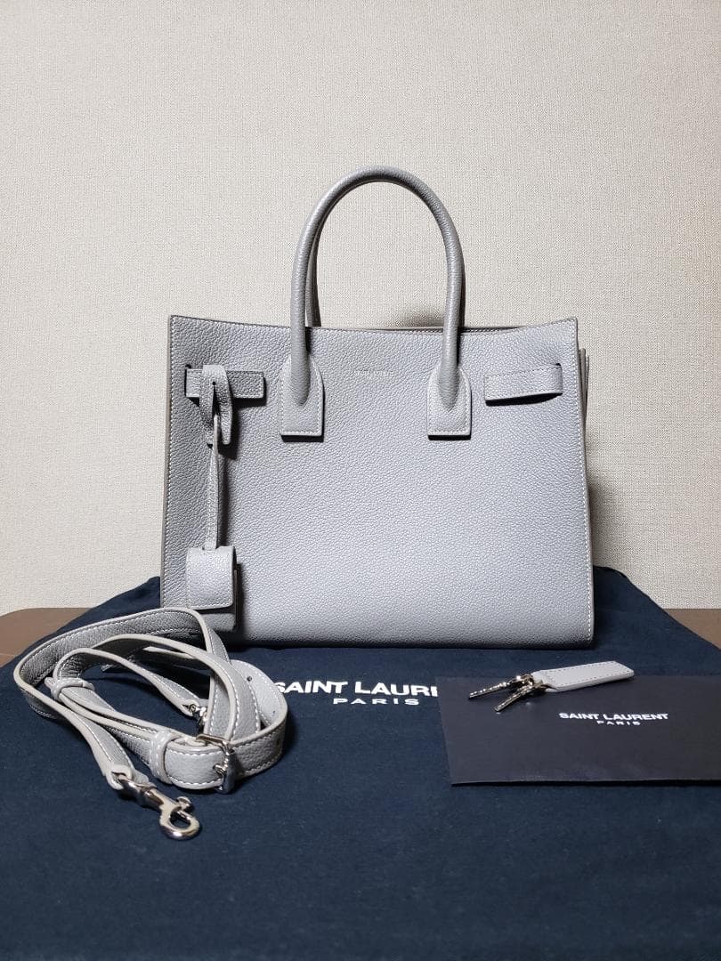 Saint Laurent Sac de Jour Handbag Grey Leather #QYIND2