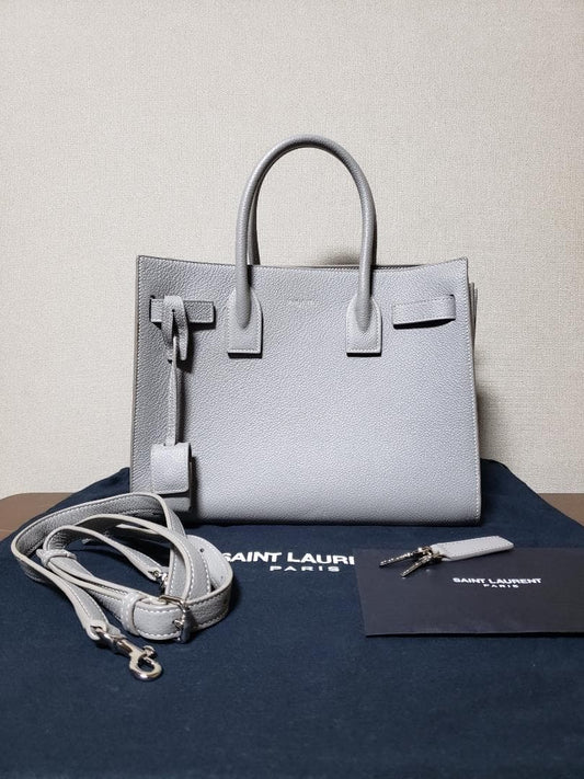 Saint Laurent Sac de Jour Handbag Grey Leather #QYIND2