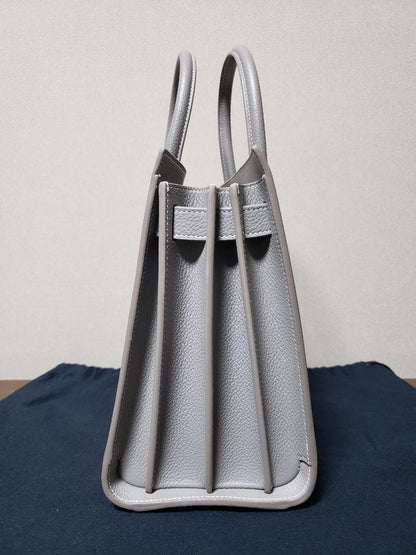 Saint Laurent Sac de Jour Handbag Grey Leather #QYIND2