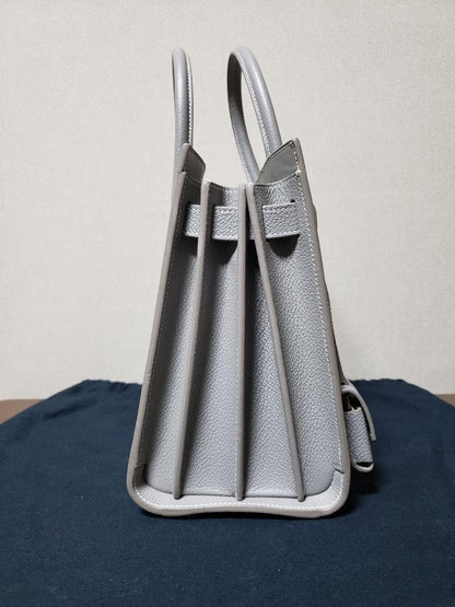Saint Laurent Sac de Jour Handbag Grey Leather #QYIND2