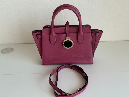 BVLGARI Purple Leather Handbag Removable Shoulder Strap #QY6GU8