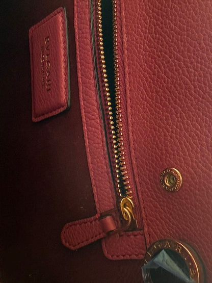 BVLGARI Purple Leather Handbag Removable Shoulder Strap #QY6GU8