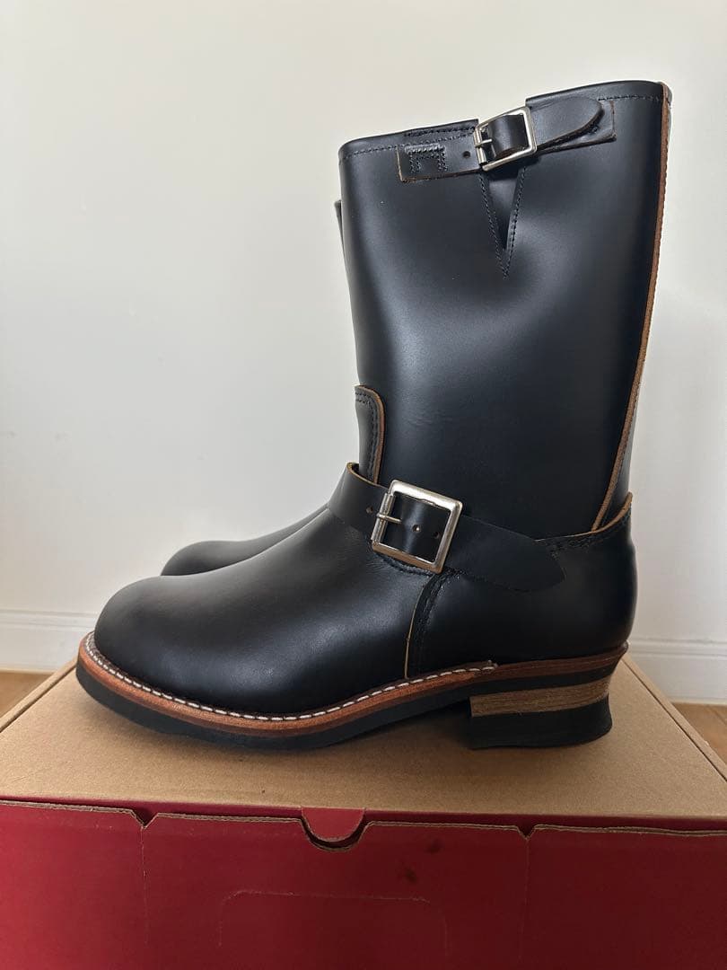 REDWING Black Engineer Boots, US9, 2966 #QY7AIK