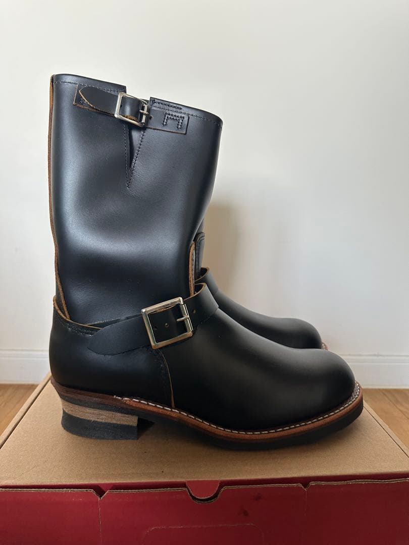 REDWING Black Engineer Boots, US9, 2966 #QY7AIK