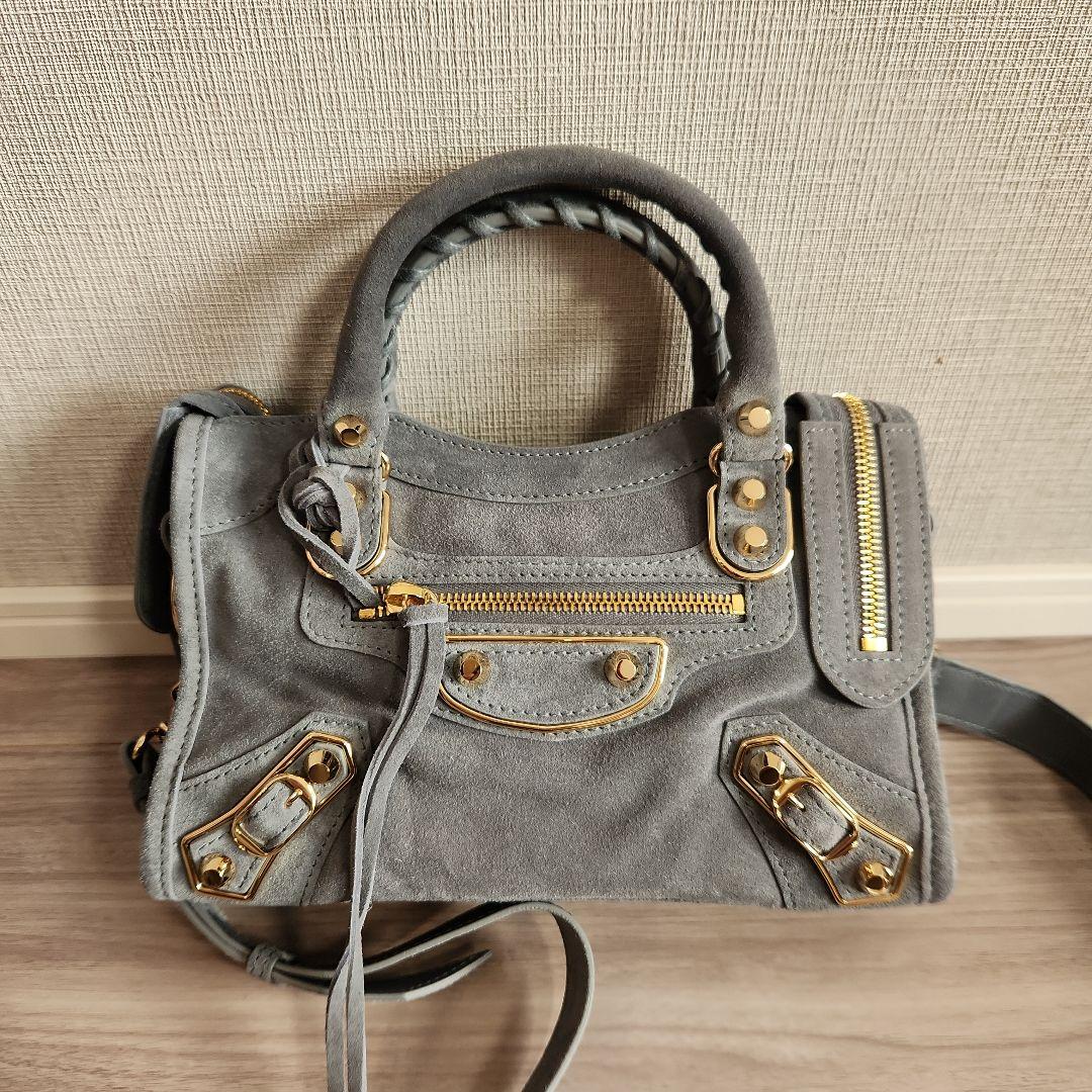 BALENCIAGA Gray Suede Handbag #QY7Y00