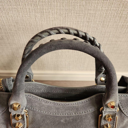 BALENCIAGA Gray Suede Handbag #QY7Y00