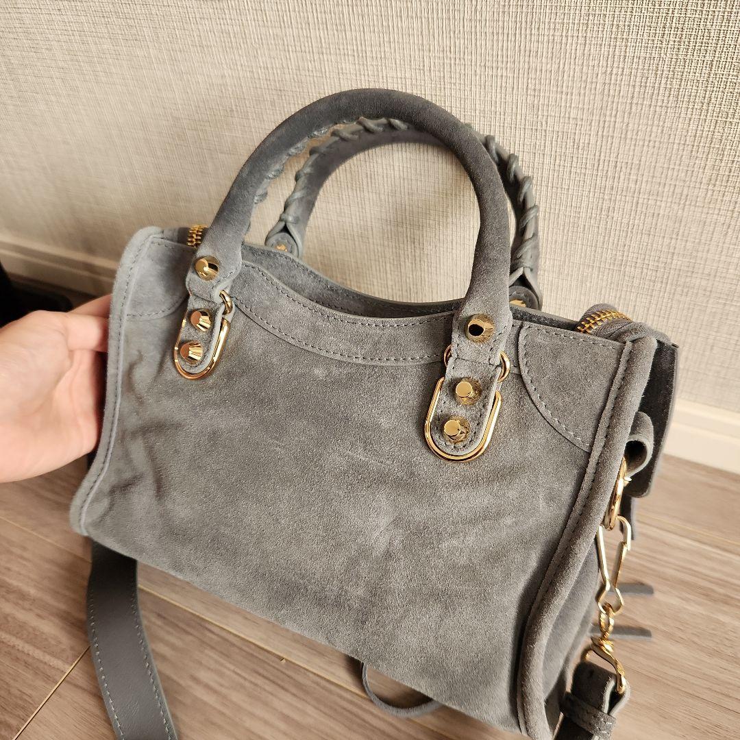 BALENCIAGA Gray Suede Handbag #QY7Y00