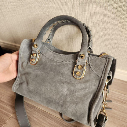 BALENCIAGA Gray Suede Handbag #QY7Y00