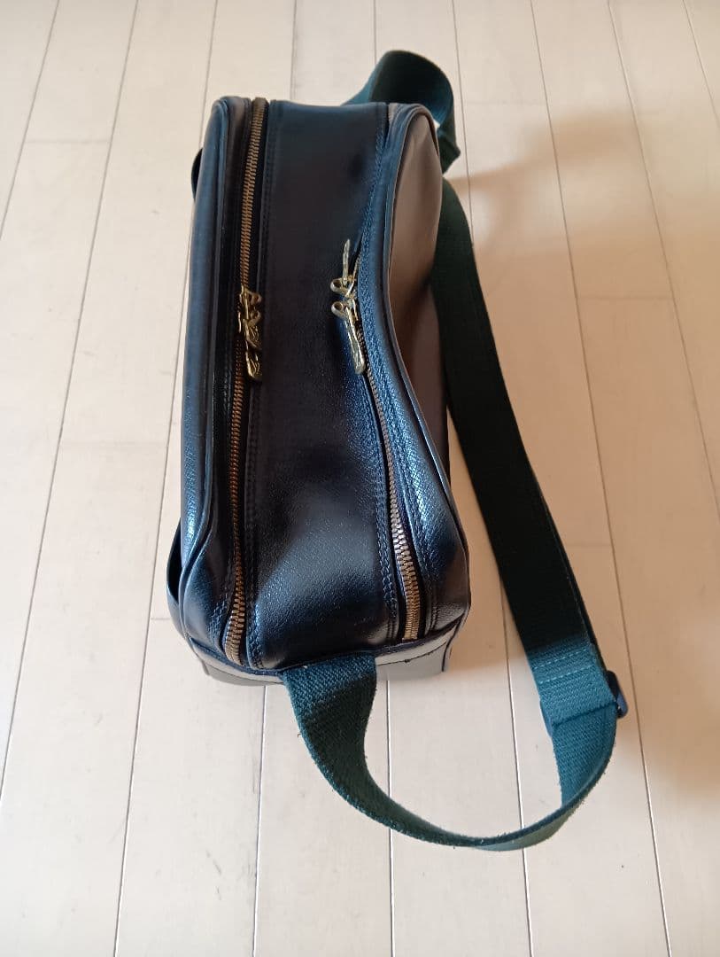 LOUIS VUITTON Black Leather Double Zip Shoulder Bag Adjustable #QYL89P