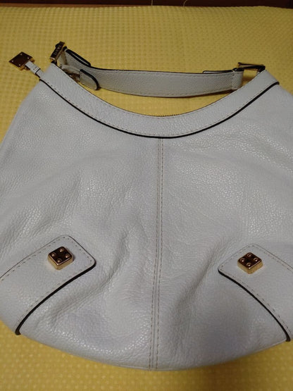 LOEWE White Leather Handbag Gold Hardware Interior Pocket #QY5DWG