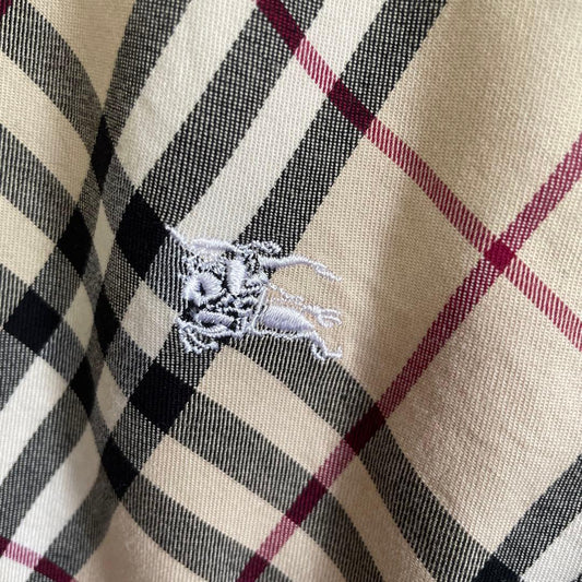 BURBERRY Check Pattern Long Sleeve Shirt, Size L #PGG2Z2