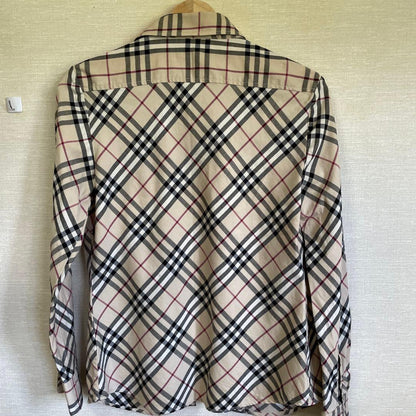BURBERRY Check Pattern Long Sleeve Shirt, Size L #PGG2Z2