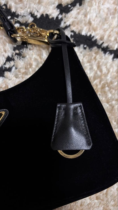 PRADA Re-Edition Mini Black Velvet Handbag #QY303Y