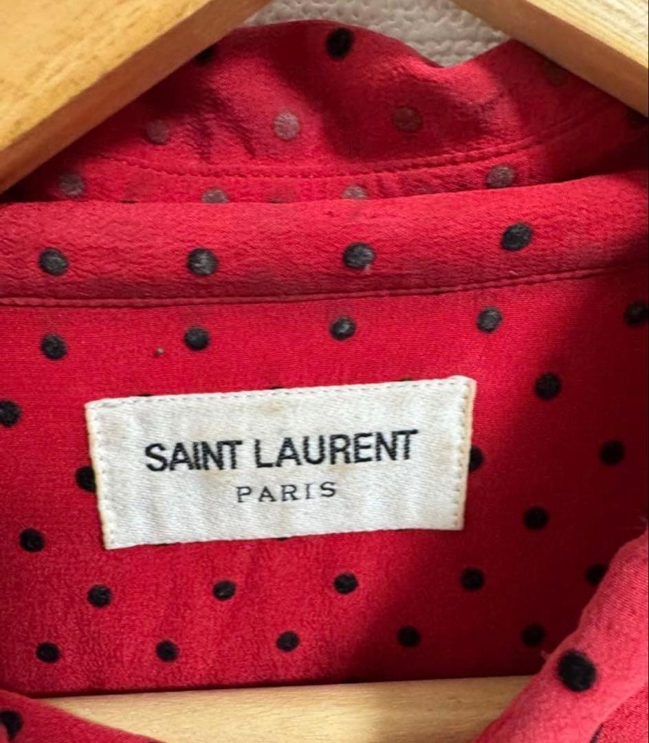SAINT LAURENT red polka dot long sleeve shirt #QYBSFG