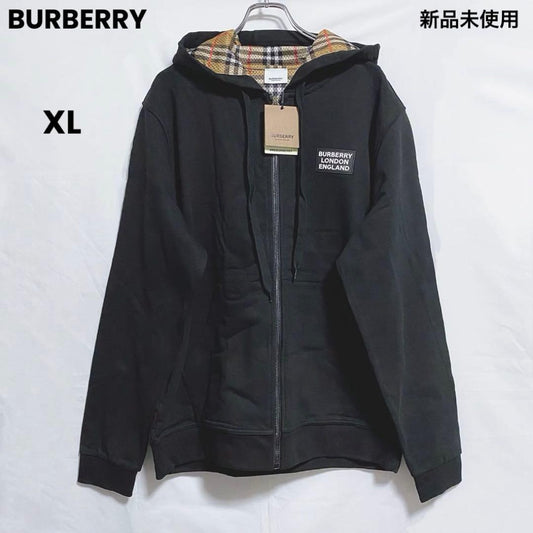 BURBERRY Vintage Check Zip-Up Hoodie in Black #QY90BQ
