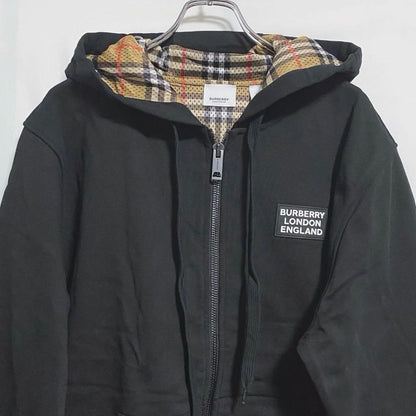BURBERRY Vintage Check Zip-Up Hoodie in Black #QY90BQ