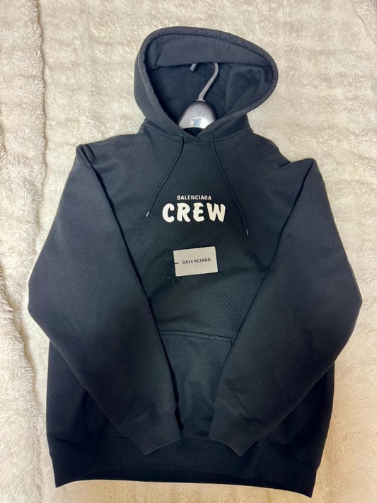 BALENCIAGA CREW Logo Hoodie Oversized S Black #QY67VZ