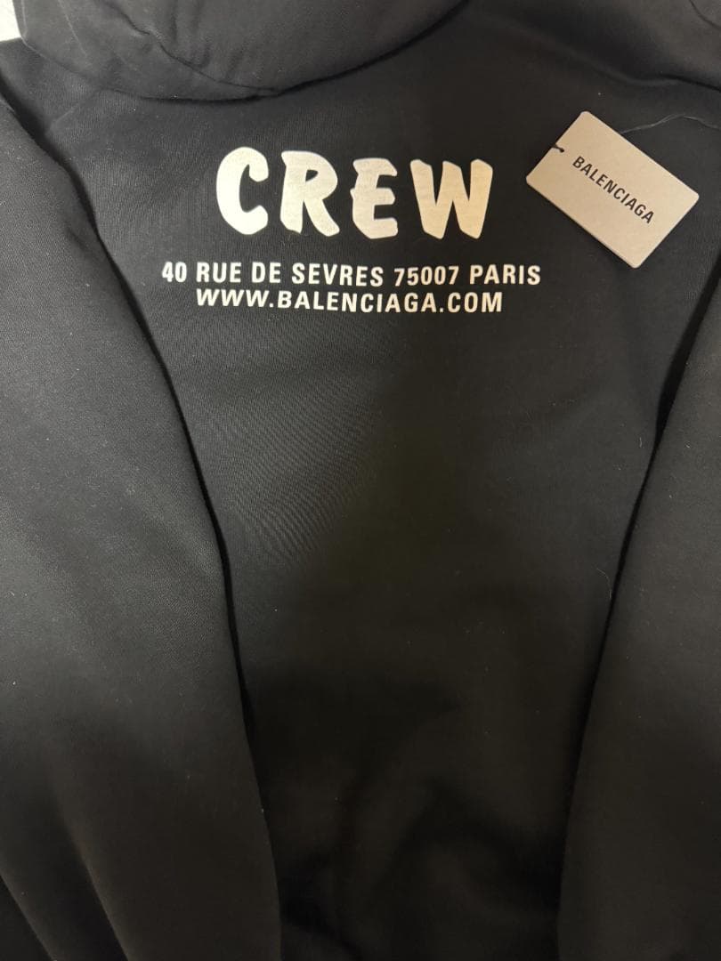 BALENCIAGA CREW Logo Hoodie Oversized S Black #QY67VZ