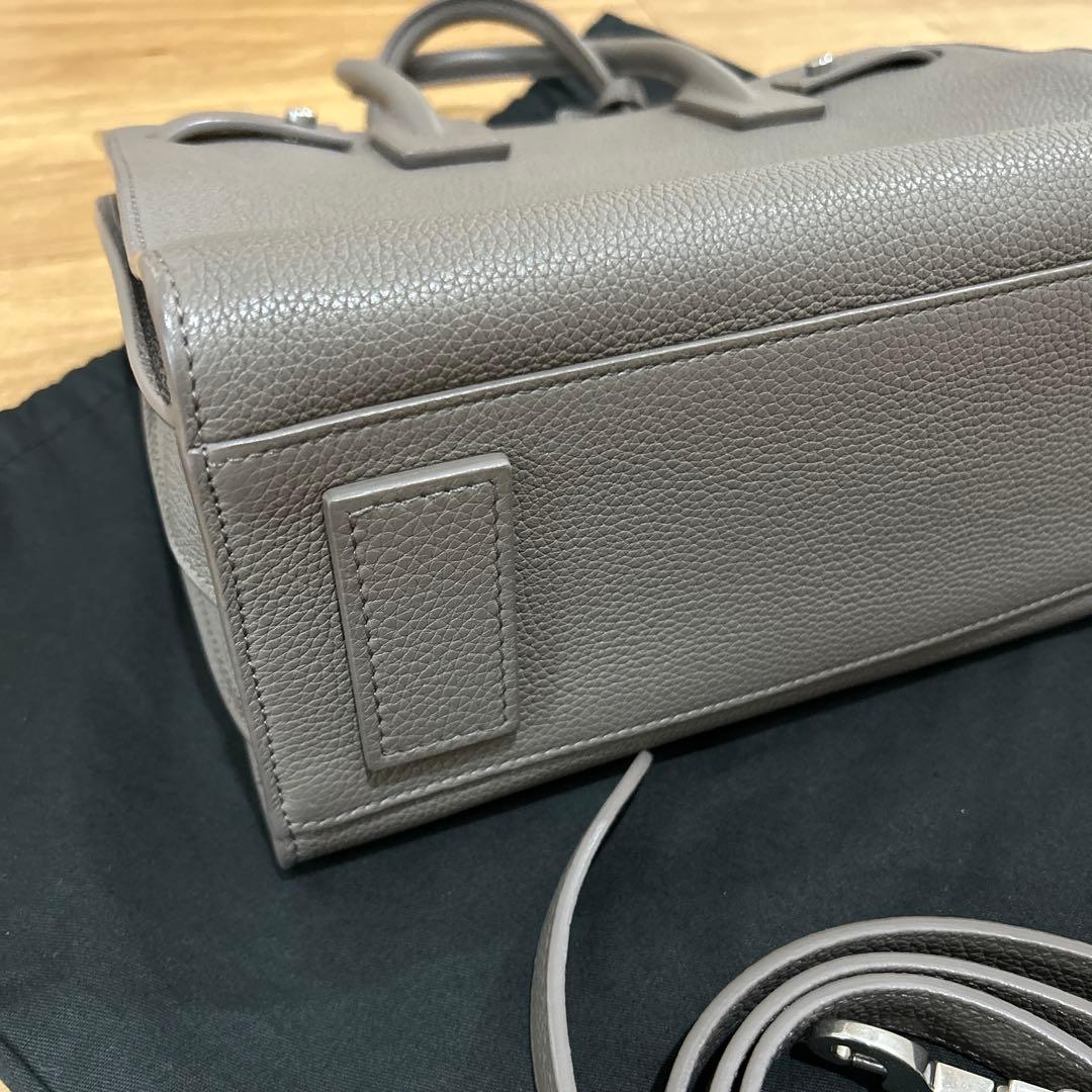 YVES SAINT LAURENT Sac de Jour Baby Grey Grain Leather 26x19x13cm 2WAY B #QYABON