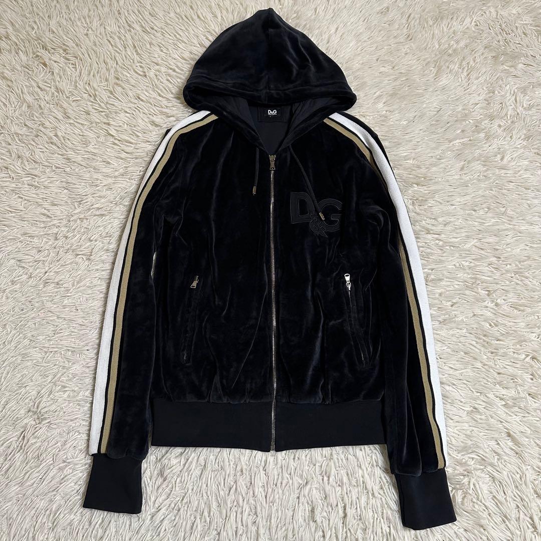 Dolce & Gabbana Velour Full Zip Hoodie (Y2K) #QYD3AU