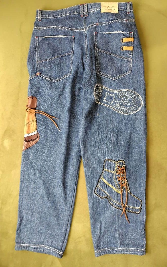 Boots, embroidered denim pants #QY2LSP